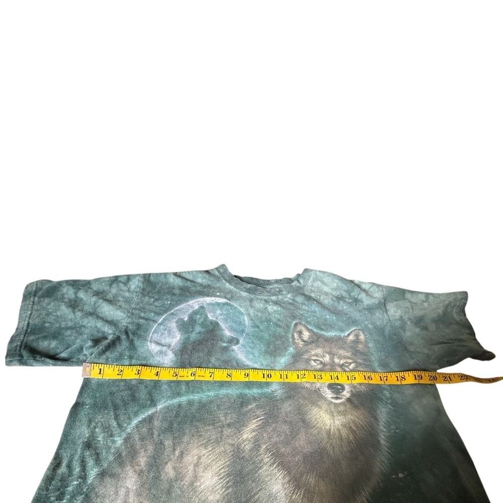 Vintage Wolf Moon Tee Tie Dye Small Liquid Blue Style Faded Graphic - Picture 4 of 12